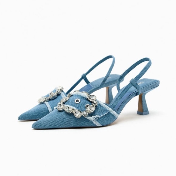 ZARA Denim Slingbacks - Picture 1 of 12